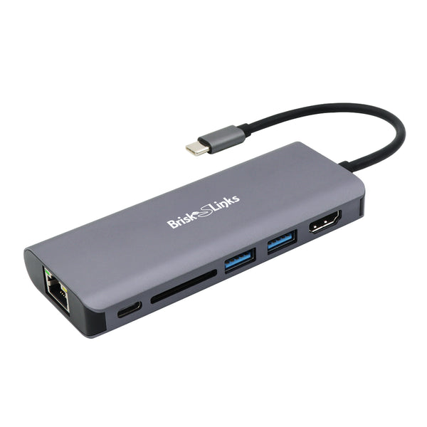 Brisk Links USB C Hub, 6-in-1 USB-C Adapter, Includes: USB C to 4K HDMI, 2 USB 3.0 Ports, SD Card Reader, USB-C Power Delivery, with Ethernet Port, Includes A Bonus High Speed HDMI Cable.